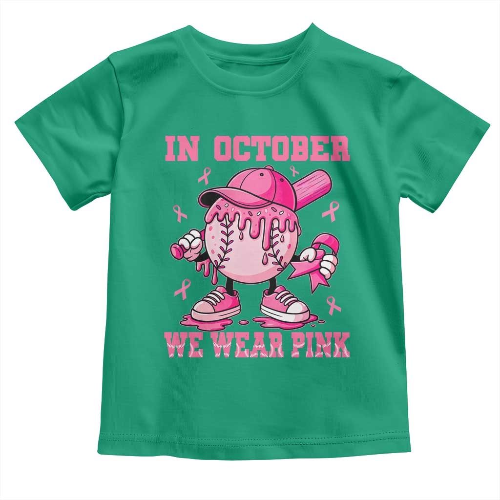 Baseball Breast Cancer Toddler T Shirt In October We Wear Pink Baseball Drip TS10 Irish Green Print Your Wear