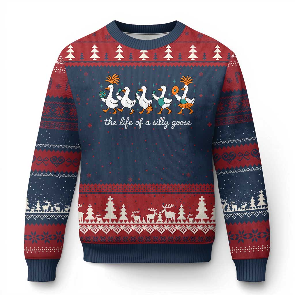 The Life Of A Silly Goose Ugly Christmas Sweater Funny Concert Outfit Country Music Fan TS10 Navy Red Print Your Wear