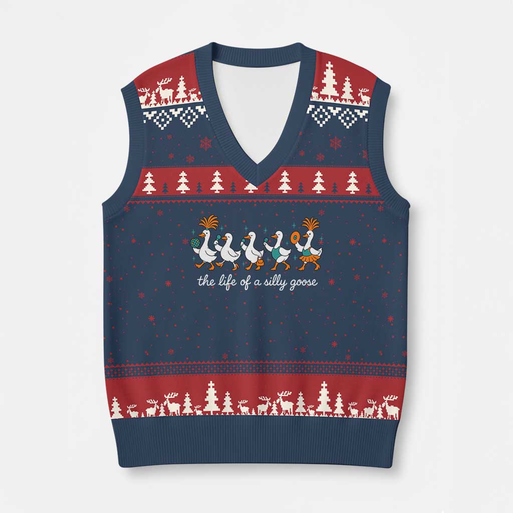 The Life Of A Silly Goose V-Neck Knit Sweater Vest Funny Concert Outfit Country Music Fan TS10 Navy Red Print Your Wear