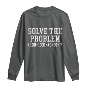 Funny Six Seven Long Sleeve Shirt Math Teacher Joke 67 Meme Gen Alpha Slang TS10 Dark Heather Print Your Wear