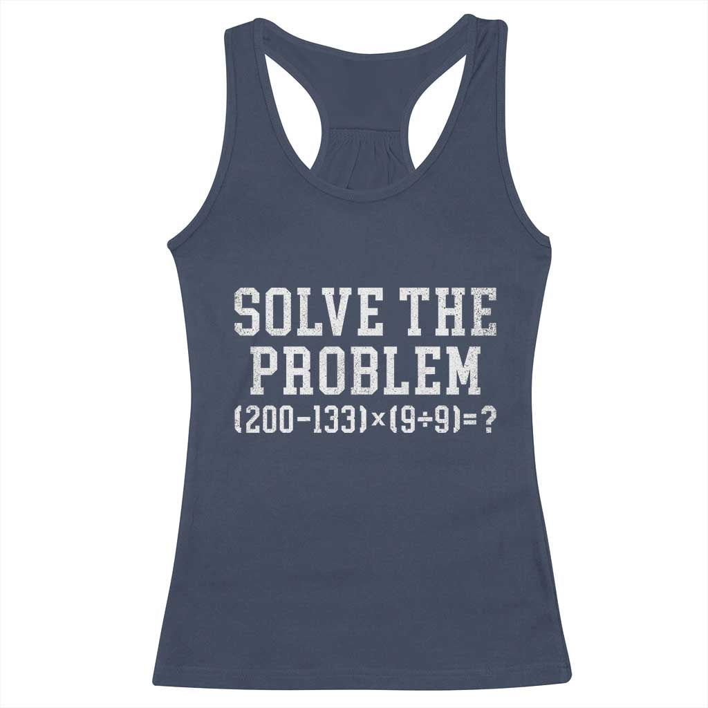 Funny Six Seven Racerback Tank Top Math Teacher Joke 67 Meme Gen Alpha Slang TS10 Navy Print Your Wear