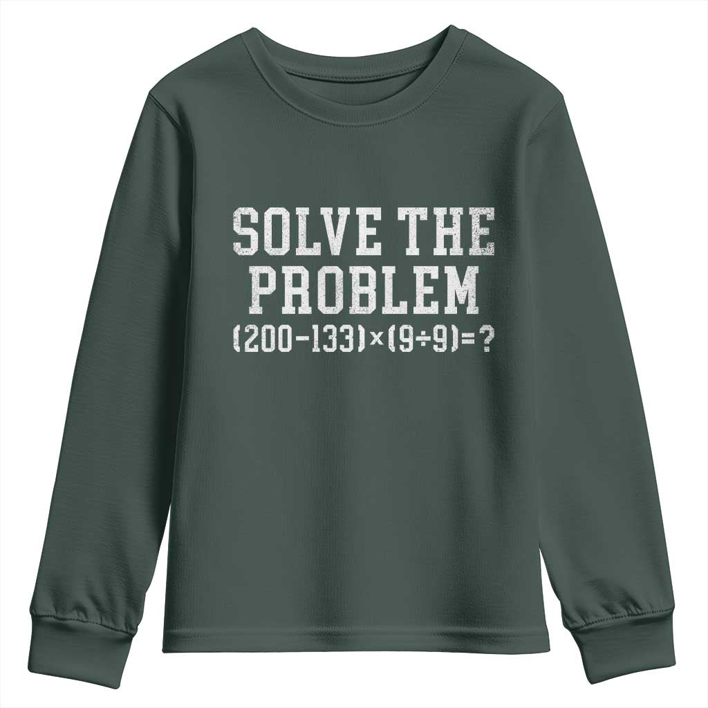 Funny Six Seven Youth Sweatshirt Math Teacher Joke 67 Meme Gen Alpha Slang TS10 Dark Forest Green Print Your Wear