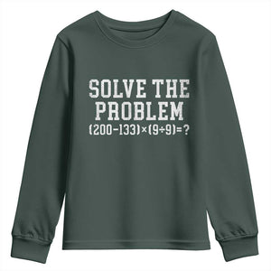 Funny Six Seven Youth Sweatshirt Math Teacher Joke 67 Meme Gen Alpha Slang TS10 Dark Forest Green Print Your Wear