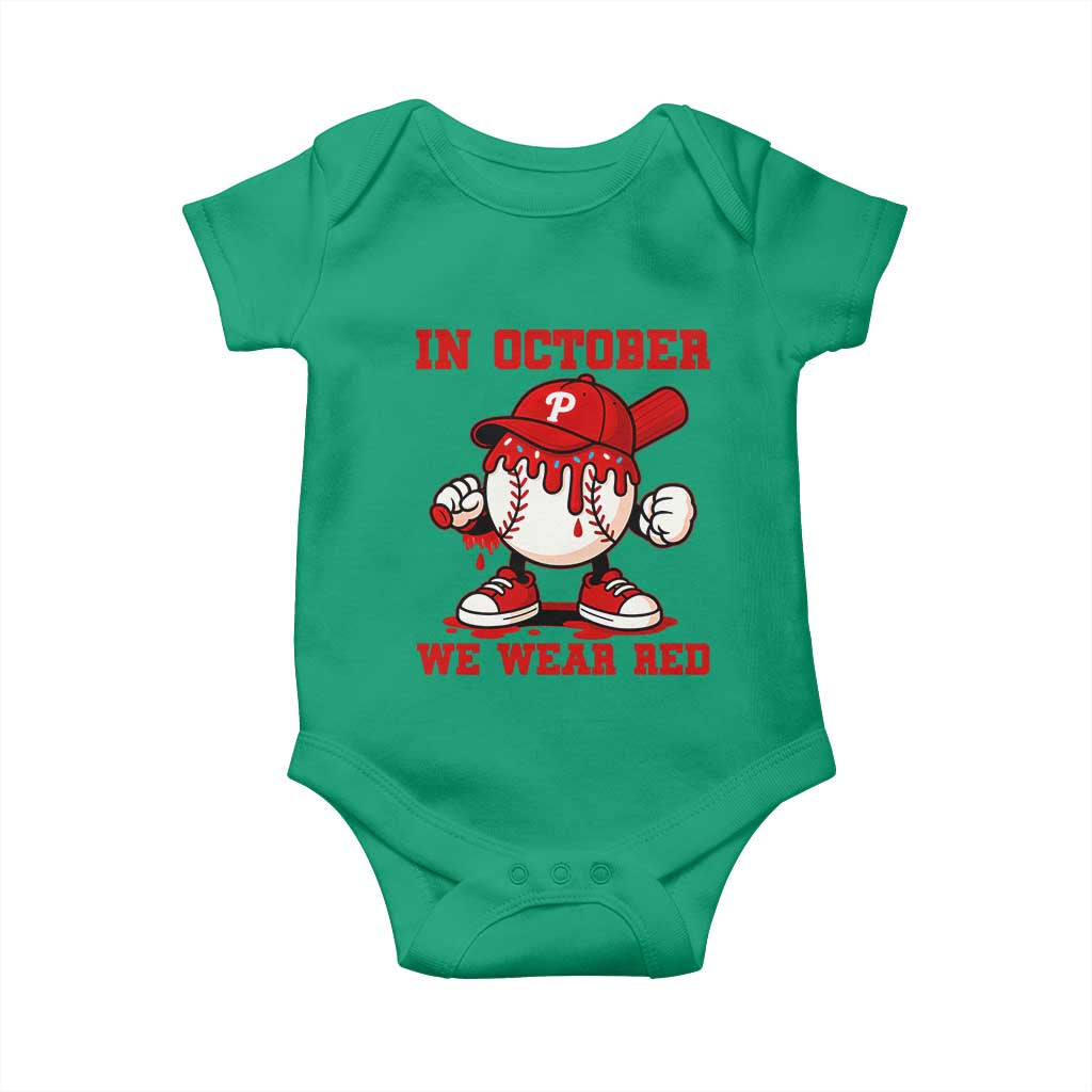 Red October Philly Baby Onesie Philadelphia Baseball Drip Boy TS10 Irish Green Print Your Wear