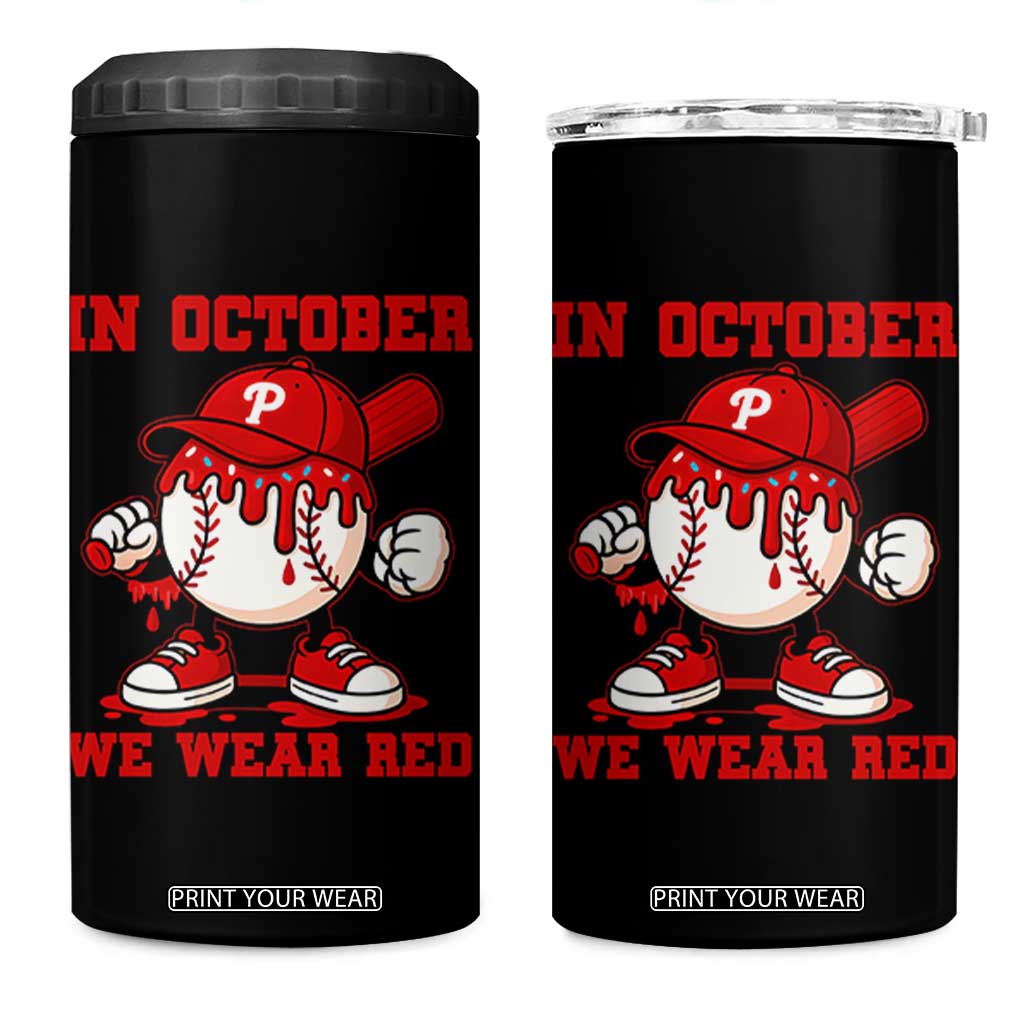 Red October Phillies 4 in 1 Can Cooler Tumbler Philadelphia Baseball Drip Boy TS10 One Size: 16 oz Black Print Your Wear
