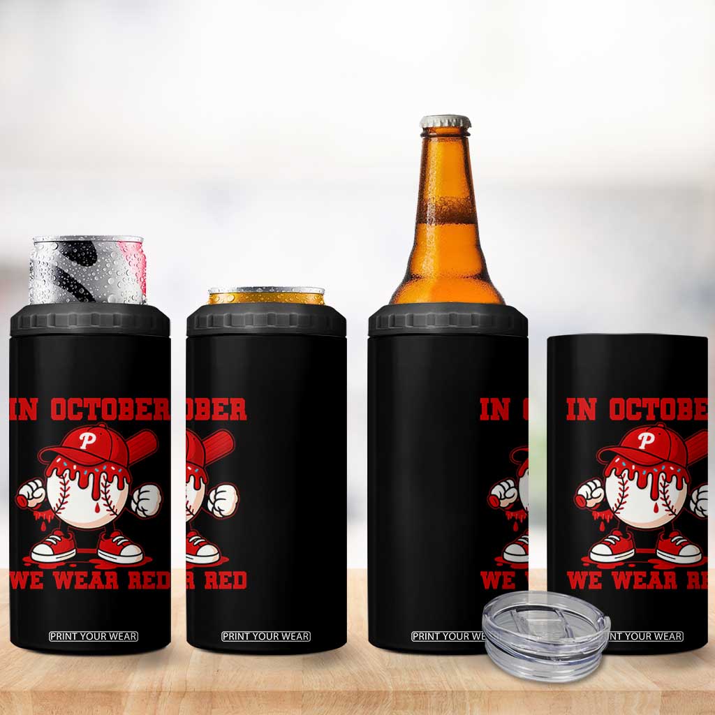 Red October Philly 4 in 1 Can Cooler Tumbler Philadelphia Baseball Drip Boy TS10 Print Your Wear