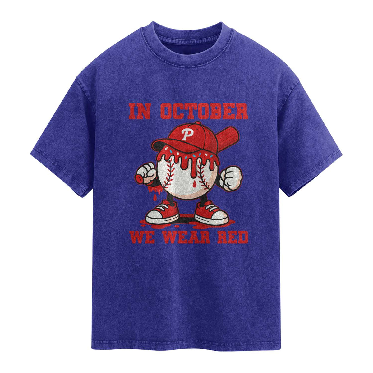 Red October Philly Washed Cotton T-Shirt Philadelphia Baseball Drip Boy