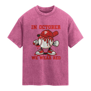 Red October Philly Washed Cotton T-Shirt Philadelphia Baseball Drip Boy