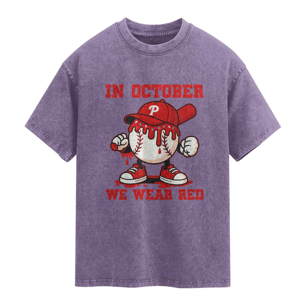 Red October Philly Washed Cotton T-Shirt Philadelphia Baseball Drip Boy