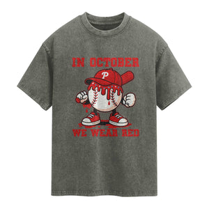 Red October Philly Washed Cotton T-Shirt Philadelphia Baseball Drip Boy