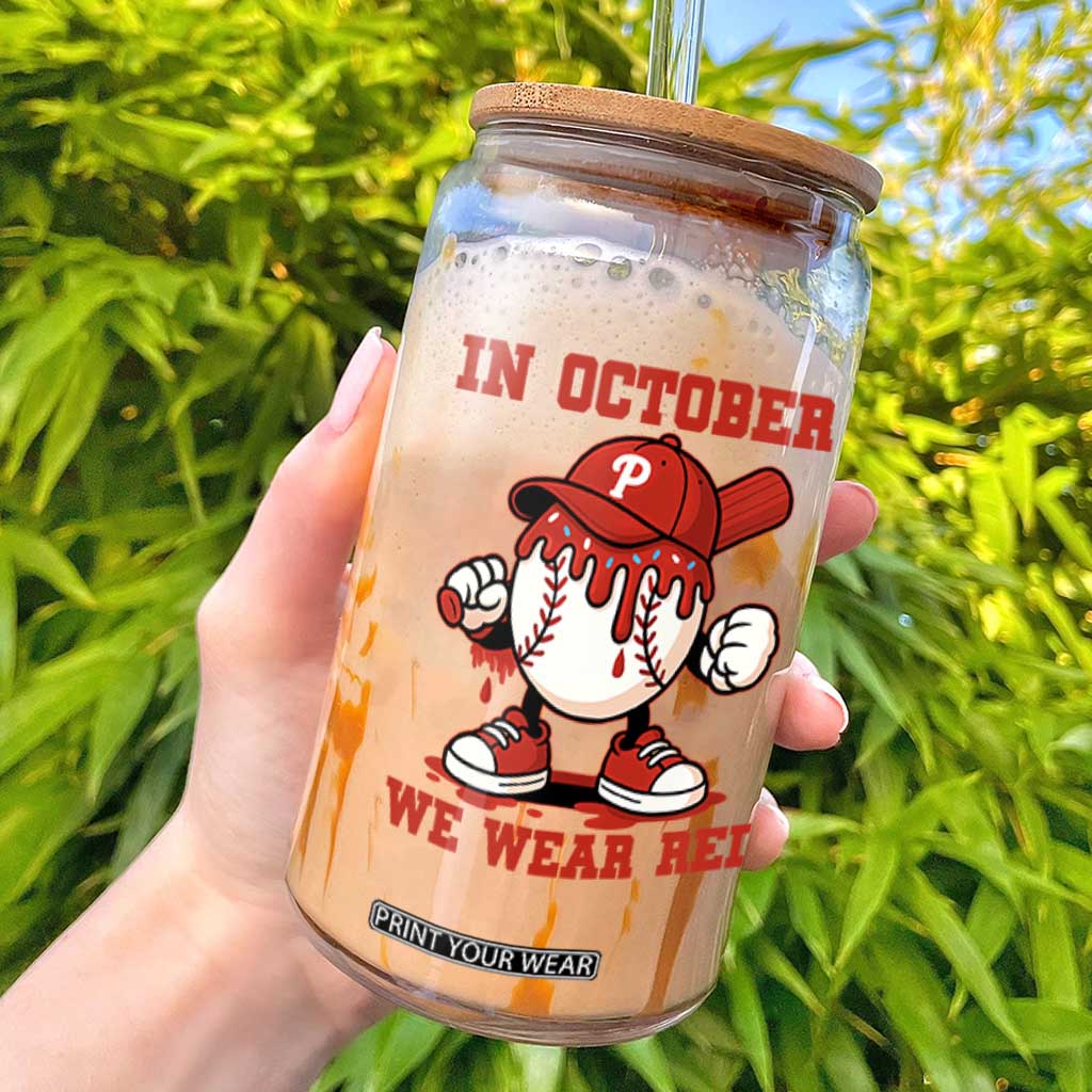 Red October Phillies Glass Can Philadelphia Baseball Drip Boy TS10 Black Print Your Wear