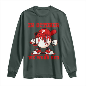 Red October Phillies Long Sleeve Shirt Philadelphia Baseball Drip Boy TS10 Dark Forest Green Print Your Wear