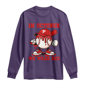 Red October Phillies Long Sleeve Shirt Philadelphia Baseball Drip Boy TS10 Purple Print Your Wear