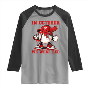 Red October Phillies Raglan Shirt Philadelphia Baseball Drip Boy TS10 Sport Gray Black Print Your Wear