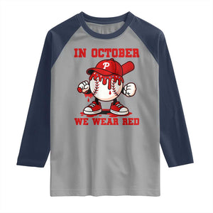 Red October Phillies Raglan Shirt Philadelphia Baseball Drip Boy TS10 Sport Gray Navy Print Your Wear