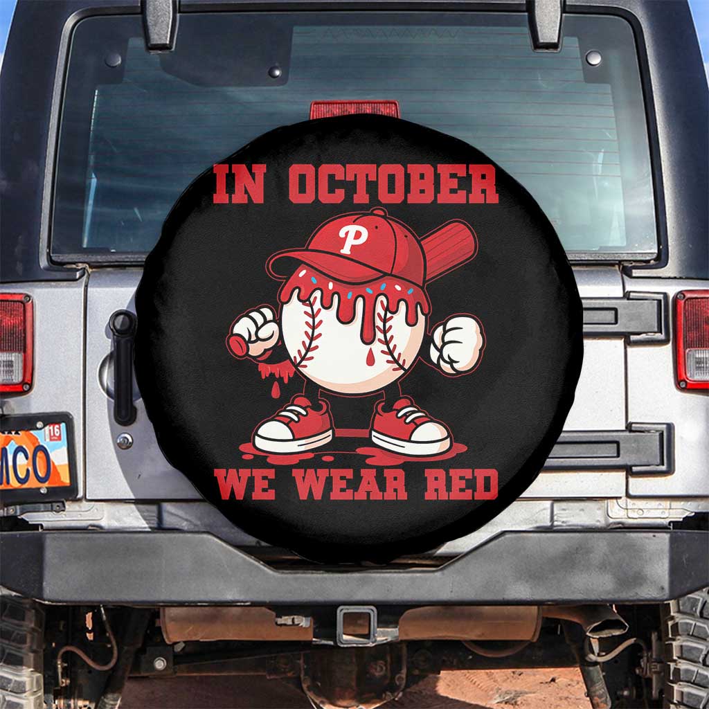 Red October Phillies Spare Tire Cover Philadelphia Baseball Drip Boy TS10 No hole Black Print Your Wear
