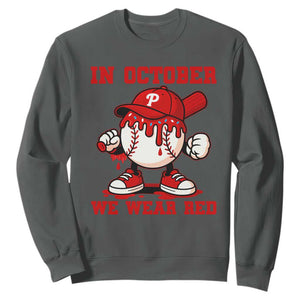 Red October Phillies Sweatshirt Philadelphia Baseball Drip Boy TS10 Dark Heather Print Your Wear