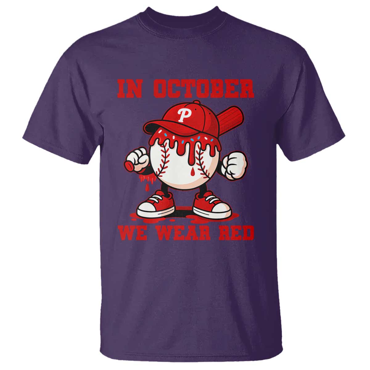 Red October Philly T Shirt Philadelphia Baseball Drip Boy TS10 Purple Print Your Wear