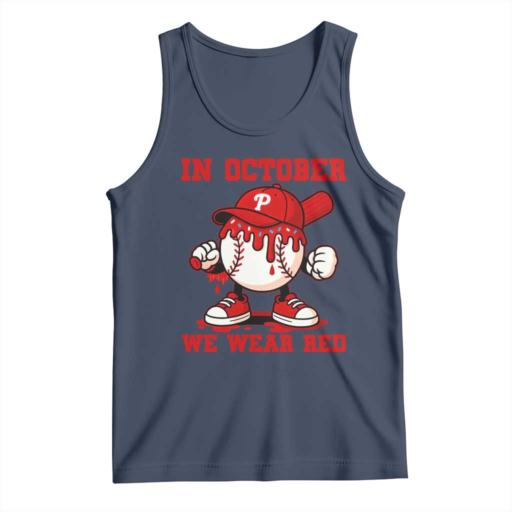Red October Phillies Tank Top Philadelphia Baseball Drip Boy TS10 Navy Print Your Wear