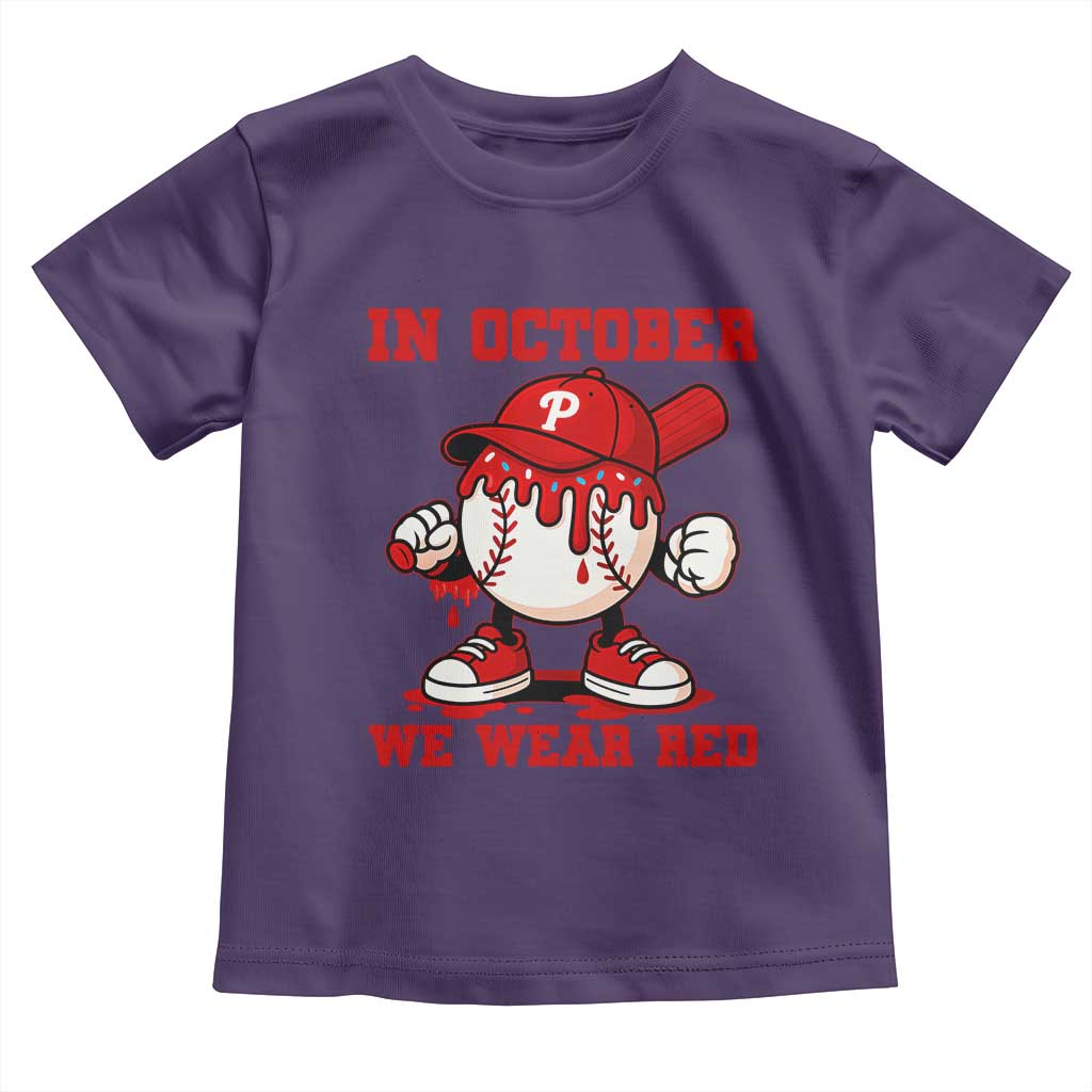 Red October Philly Toddler T Shirt Philadelphia Baseball Drip Boy TS10 Purple Print Your Wear