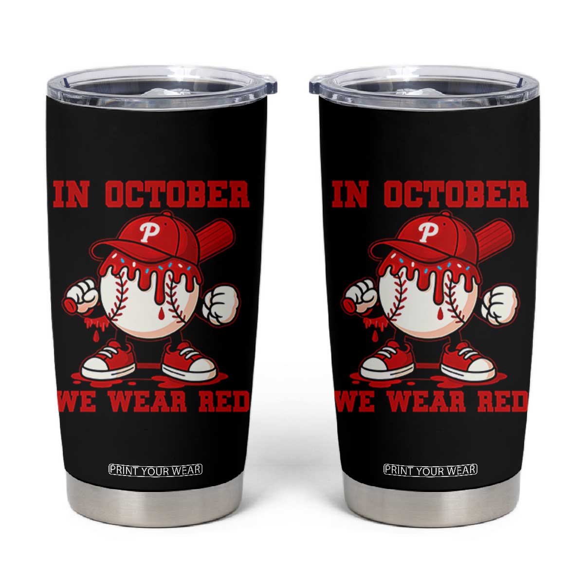 Red October Phillies Tumbler Cup Philadelphia Baseball Drip Boy TS10 Black Print Your Wear