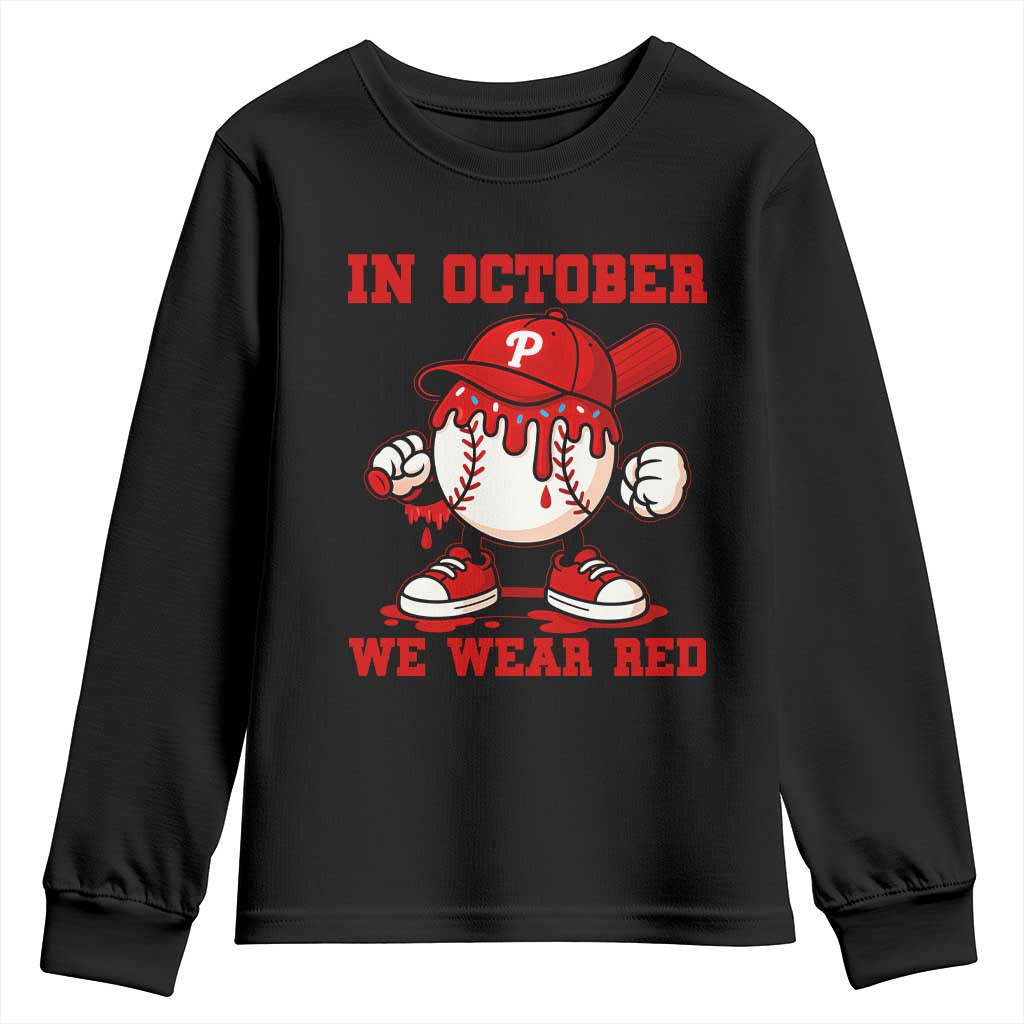 Red October Phillies Youth Sweatshirt Philadelphia Baseball Drip Boy TS10 Black Print Your Wear