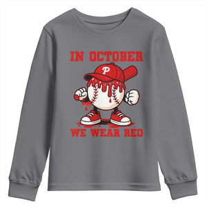 Red October Phillies Youth Sweatshirt Philadelphia Baseball Drip Boy TS10 Charcoal Print Your Wear