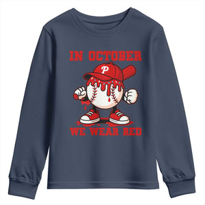 Red October Phillies Youth Sweatshirt Philadelphia Baseball Drip Boy TS10 Navy Print Your Wear