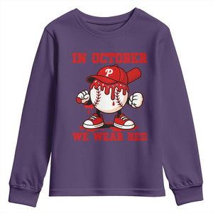 Red October Phillies Youth Sweatshirt Philadelphia Baseball Drip Boy TS10 Purple Print Your Wear