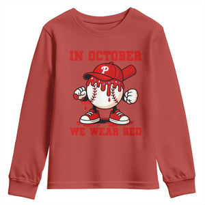 Red October Phillies Youth Sweatshirt Philadelphia Baseball Drip Boy TS10 Red Print Your Wear