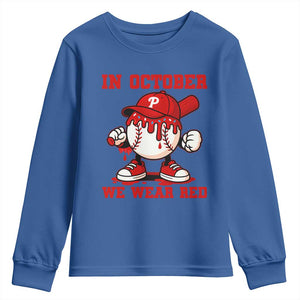 Red October Phillies Youth Sweatshirt Philadelphia Baseball Drip Boy TS10 Royal Blue Print Your Wear