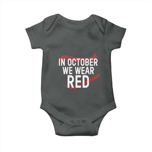 In October We Wear Red Baby Onesie Philadelphia Baseball Philly TS10 Dark Heather Print Your Wear
