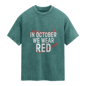 In October We Wear Red Washed Cotton T-Shirt Philadelphia Baseball Philly