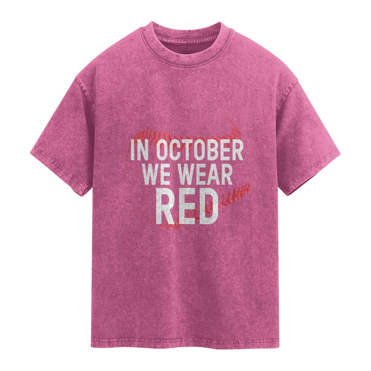 In October We Wear Red Washed Cotton T-Shirt Philadelphia Baseball Philly