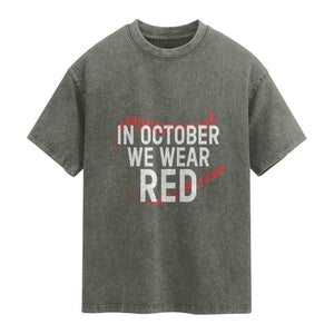 In October We Wear Red Washed Cotton T-Shirt Philadelphia Baseball Philly