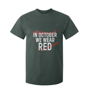 In October We Wear Red T Shirt For Kid Philadelphia Baseball Philly TS10 Dark Forest Green Print Your Wear