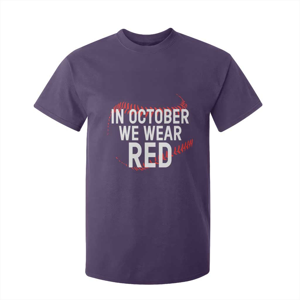 In October We Wear Red T Shirt For Kid Philadelphia Baseball Philly TS10 Purple Print Your Wear