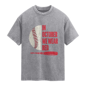 Red October Philly Washed Cotton T-Shirt Retro Philadelphia Baseball Fan
