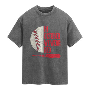 Red October Philly Washed Cotton T-Shirt Retro Philadelphia Baseball Fan