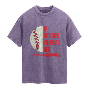 Red October Philly Washed Cotton T-Shirt Retro Philadelphia Baseball Fan