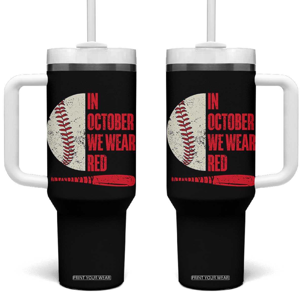 Red October Phillies Tumbler With Handle Retro Philadelphia Baseball Fan TS10 One Size: 40 oz Black Print Your Wear