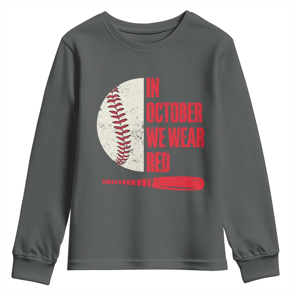 Red October Philly Youth Sweatshirt Retro Philadelphia Baseball Fan TS10 Dark Heather Print Your Wear
