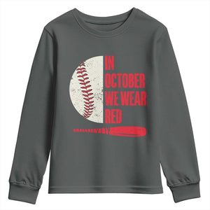 Red October Phillies Youth Sweatshirt Retro Philadelphia Baseball Fan TS10 Dark Heather Print Your Wear
