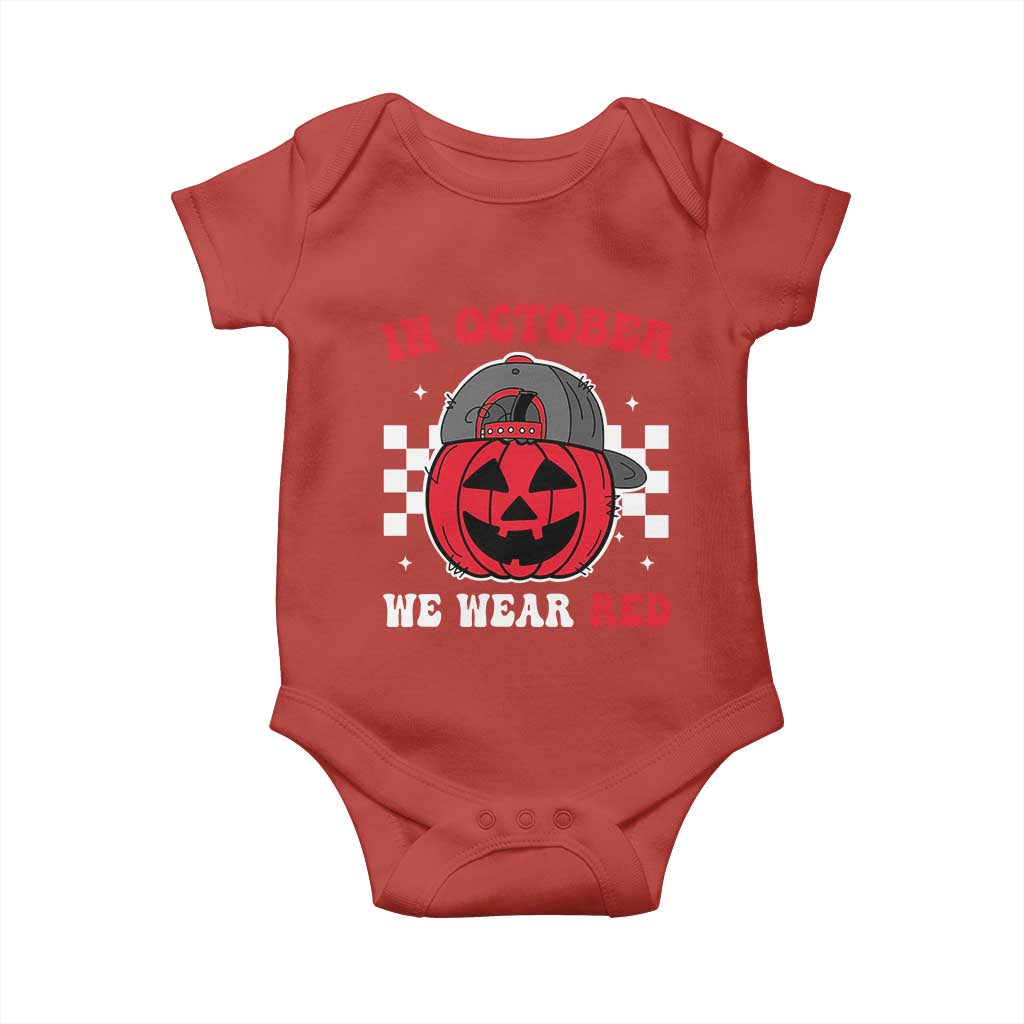 Red October Halloween Baby Onesie Vintage Philadelphia Baseball Fan Jackolantern Pumpkin TS10 Red Print Your Wear
