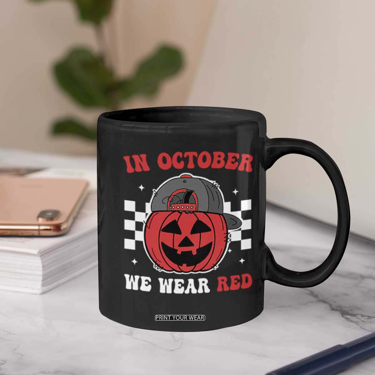 Red October Halloween Coffee Mug Vintage Philadelphia Baseball Fan Jackolantern Pumpkin TS10 Print Your Wear
