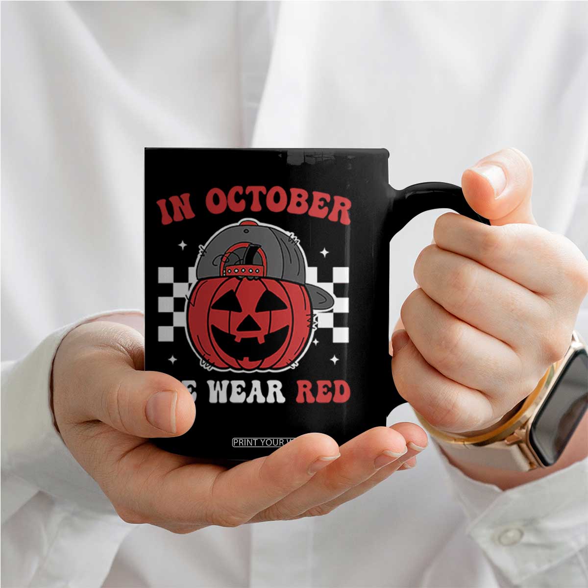 Red October Halloween Coffee Mug Vintage Philadelphia Baseball Fan Jackolantern Pumpkin TS10 Print Your Wear