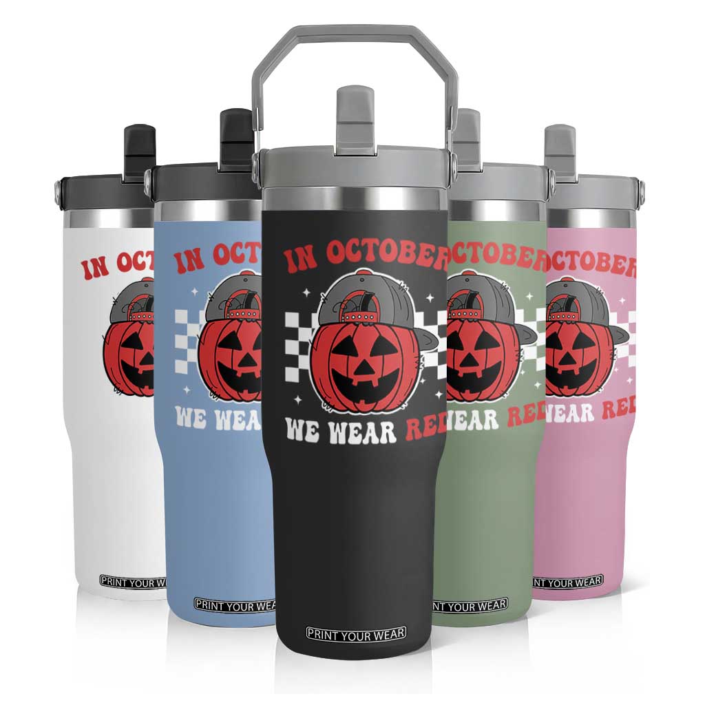 Red October Halloween Flip Straw Tumbler Vintage Philadelphia Baseball Fan Jackolantern Pumpkin TS10 Print Your Wear