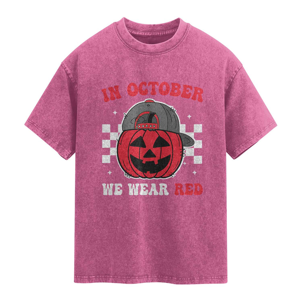 Red October Halloween Washed Cotton T-Shirt Vintage Philadelphia Baseball Fan Jackolantern Pumpkin
