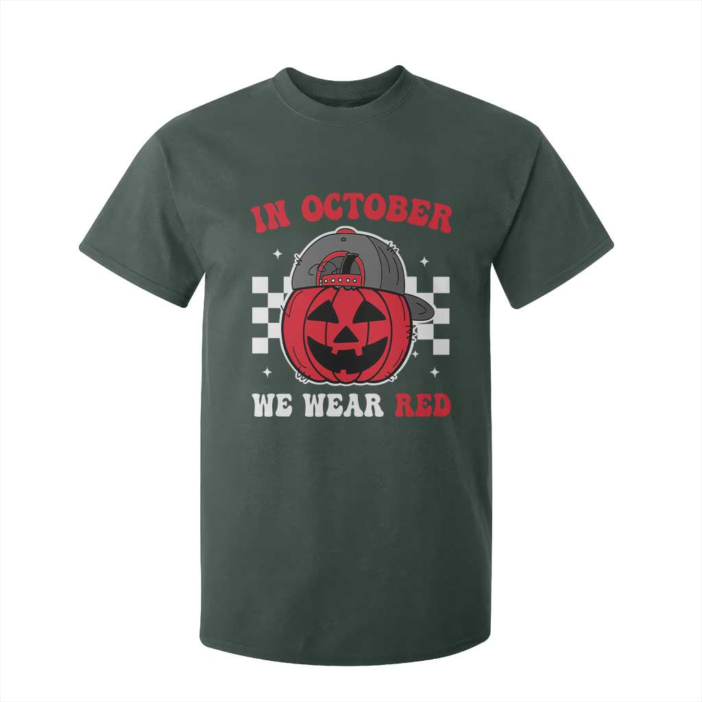 Red October Halloween T Shirt For Kid Vintage Philadelphia Baseball Fan Jackolantern Pumpkin TS10 Dark Forest Green Print Your Wear