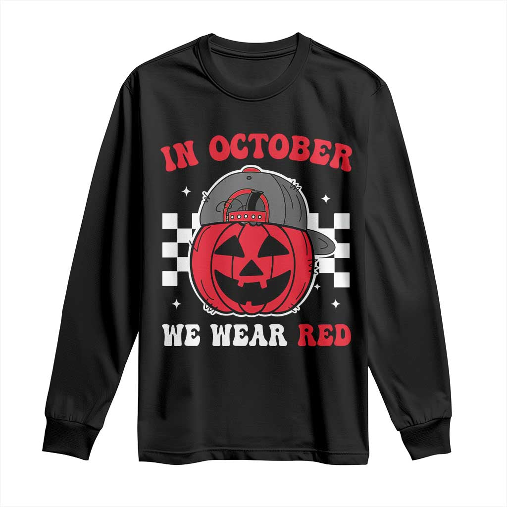 Red October Halloween Long Sleeve Shirt Vintage Philadelphia Baseball Fan Jackolantern Pumpkin TS10 Black Print Your Wear
